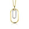 ZINZI gold plated zilveren ovale hanger 32mm bezet met witte zirconia's ZIH2329 (zonder collier)
