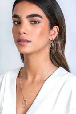 ZINZI gold plated zilveren ovale hanger 32mm bezet met witte zirconia's ZIH2329 (zonder collier)