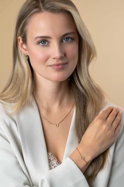 ZINZI gold plated zilveren armband met open rondje (7,5mm) bezet met witte zirconia's 16,5-19,5cm ZIA2550Y