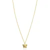 ZINZI gold plated zilveren ketting 42-45cm met vlinder hanger, bezet met witte zirkonia's ZIC2742