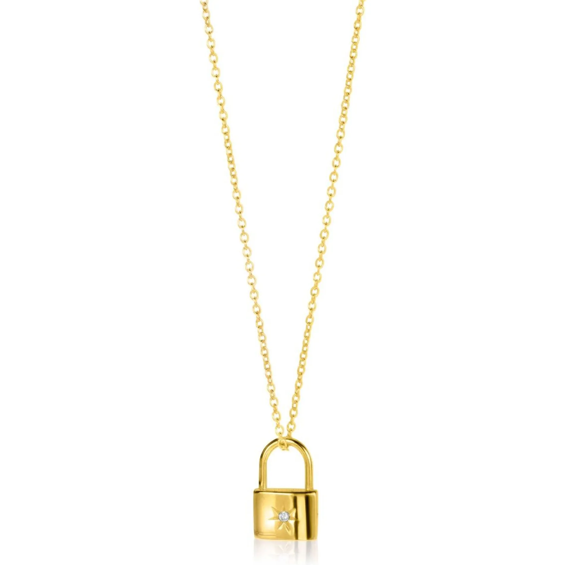 ZINZI gold plated zilveren slot-hanger 15mm met zon-motief en witte zirconia ZIH2356 (zonder collier)