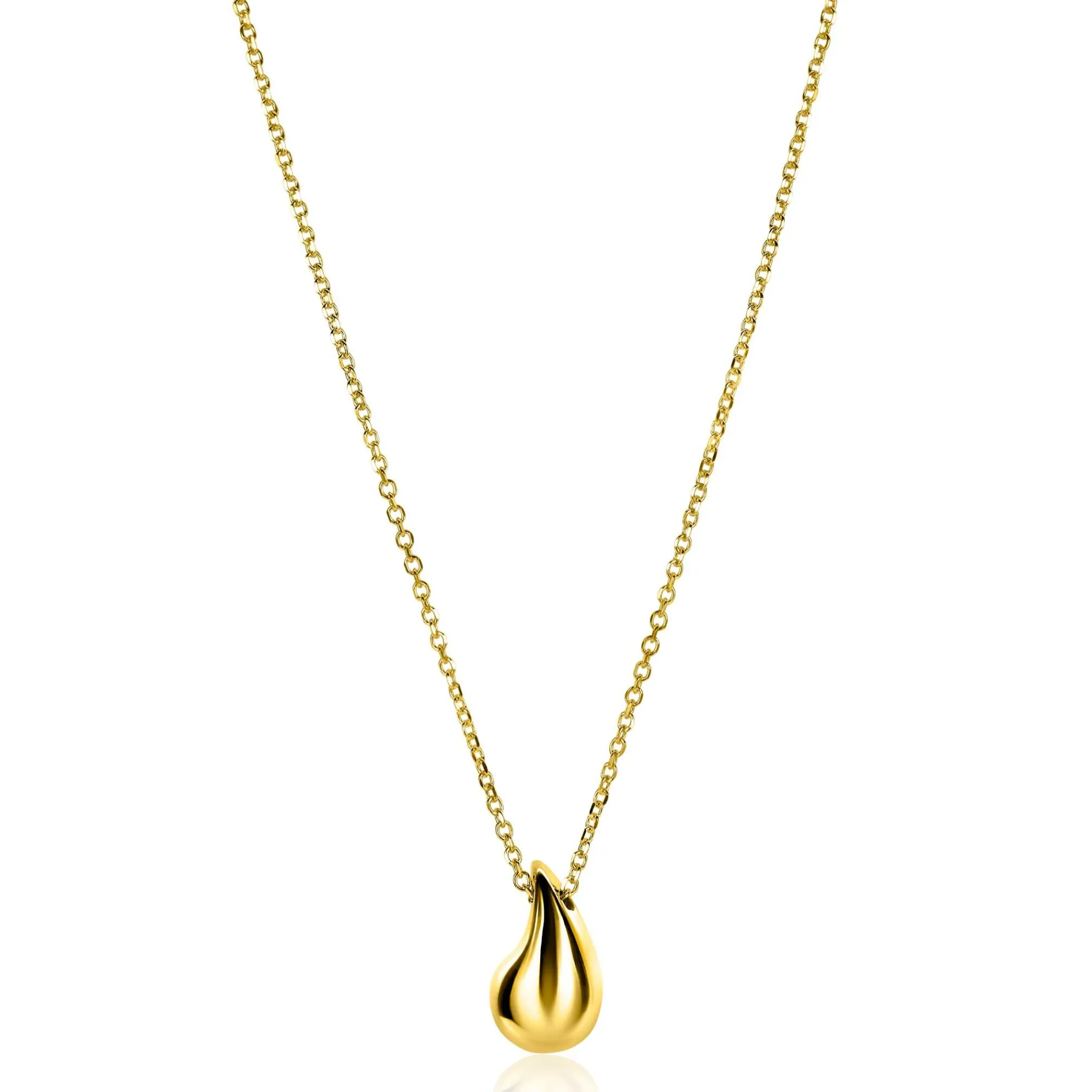 ZINZI gold plated zilveren jasseron ketting 42-45cm met organisch gevormde hanger 18mm ZIC2636G