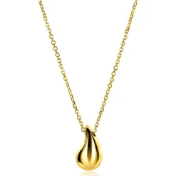 ZINZI gold plated zilveren jasseron ketting 42-45cm met organisch gevormde hanger 18mm ZIC2636G