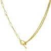 ZINZI gold plated zilveren multi-look ketting 42cm met twee trendy schakels en kapittel-sluiting ZIC2380