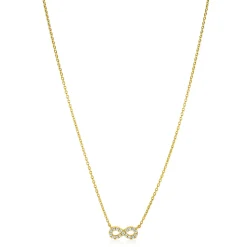 ZINZI gold plated zilveren ketting met Infinity teken, vol bezet met witte zirconia's 42-45cm ZIC2597Y