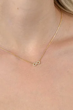 ZINZI gold plated zilveren ketting met Infinity teken, vol bezet met witte zirconia's 42-45cm ZIC2597Y
