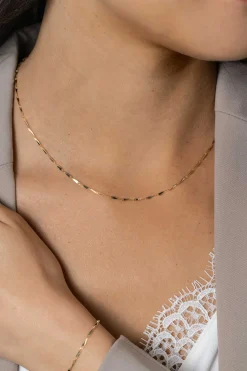 ZINZI gold plated zilveren schakel ketting met glinsterende pijlvormige schakels 1,5mm breed 42-45cm ZIC2414G