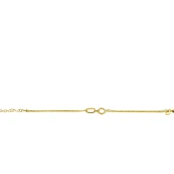 ZINZI gold plated zilveren multi-look armband met twee kettinkjes, verbonden aan een ovale schakel en open rondje bezet met witte zirconia's 17-20cm ZIA2463Y