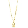 ZINZI gold plated zilveren paperclip schakelketting 45cm met trendy slotje als bedel 40-45cm ZIC2355G