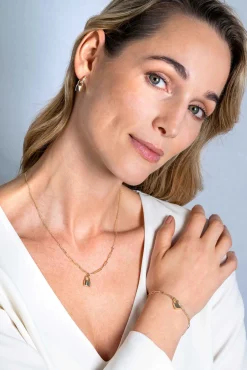 ZINZI gold plated zilveren paperclip schakelketting 45cm met trendy slotje als bedel 40-45cm ZIC2355G