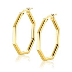 ZINZI gold plated zilveren oorringen in trendy zeshoek 27 x 2mm ZIO2323G