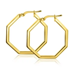 ZINZI gold plated zilveren oorringen in trendy zeshoek 27 x 2mm ZIO2323G