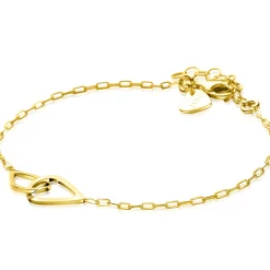 ZINZI gold plated zilveren armband met paperclip-schakels, waarbij in het midden twee druppelvormen mooi met elkaar verbonden zijn 17-20cm ZIA2634