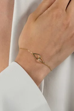 ZINZI gold plated zilveren armband met paperclip-schakels, waarbij in het midden twee druppelvormen mooi met elkaar verbonden zijn 17-20cm ZIA2634