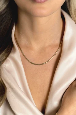 ZINZI gold plated zilveren platte slangen-ketting 45cm 2,5mm breed ZIC2401G