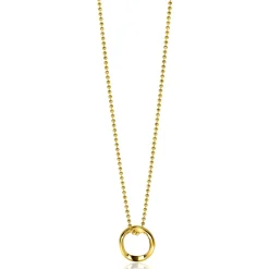 ZINZI gold plated zilveren bolletjes ketting met gladde hanger in ronde organische vorm 45-48cm ZIC2611G