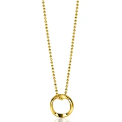 ZINZI gold plated zilveren bolletjes ketting met gladde hanger in ronde organische vorm 45-48cm ZIC2611G