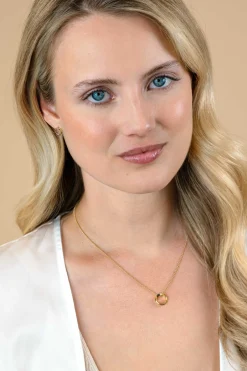 ZINZI gold plated zilveren bolletjes ketting met gladde hanger in ronde organische vorm 45-48cm ZIC2611G