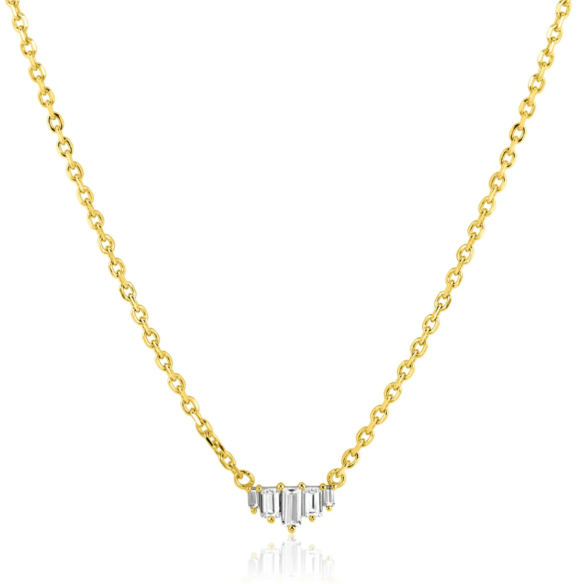 ZINZI gold plated zilveren ketting 42–45cm met piramide vorm, bezet met witte zirkonia’s ZIC2723Y
