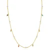ZINZI gold plated zilveren ketting met witte parels en bungelende beads (5,5 mm) in frisse kleuren 42-45cm ZIC2705G