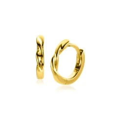ZINZI gold plated zilveren oorringen met gedraaide buis 12 x 2mm ZIO2321G