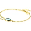 ZINZI gold plated zilveren armband met open rondje en ovaal, bezet met turquoise kleursteen ZIA2716G