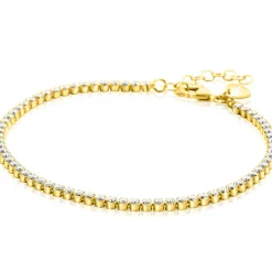 ZINZI gold plated zilveren tennis armband 2,5mm breed en bezet met witte zirconia's in ronde kastzettingen 17-20cm ZIA2590Y