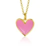ZINZI gold plated zilveren hanger hart 15mm met roze emaille ZIH2314R (zonder collier)