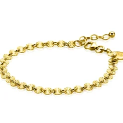 ZINZI gold plated zilveren armband met ronde schakels zonnestralen 4,3mm breed ZIA2272G