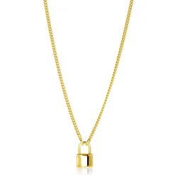 ZINZI gold plated zilveren gourmet ketting 45cm met trendy slotje als bedel 40-45cm ZIC2354G