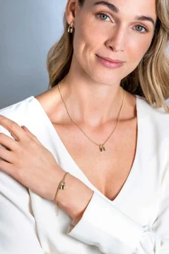 ZINZI gold plated zilveren gourmet ketting 45cm met trendy slotje als bedel 40-45cm ZIC2354G