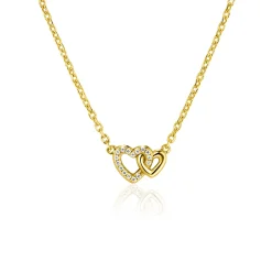 ZINZI gold plated zilveren ketting 42–45cm met verbonden hartjes, witte zirkonia's ZIC2493Y