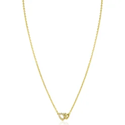 ZINZI gold plated zilveren ketting 42–45cm met verbonden hartjes, witte zirkonia's ZIC2493Y