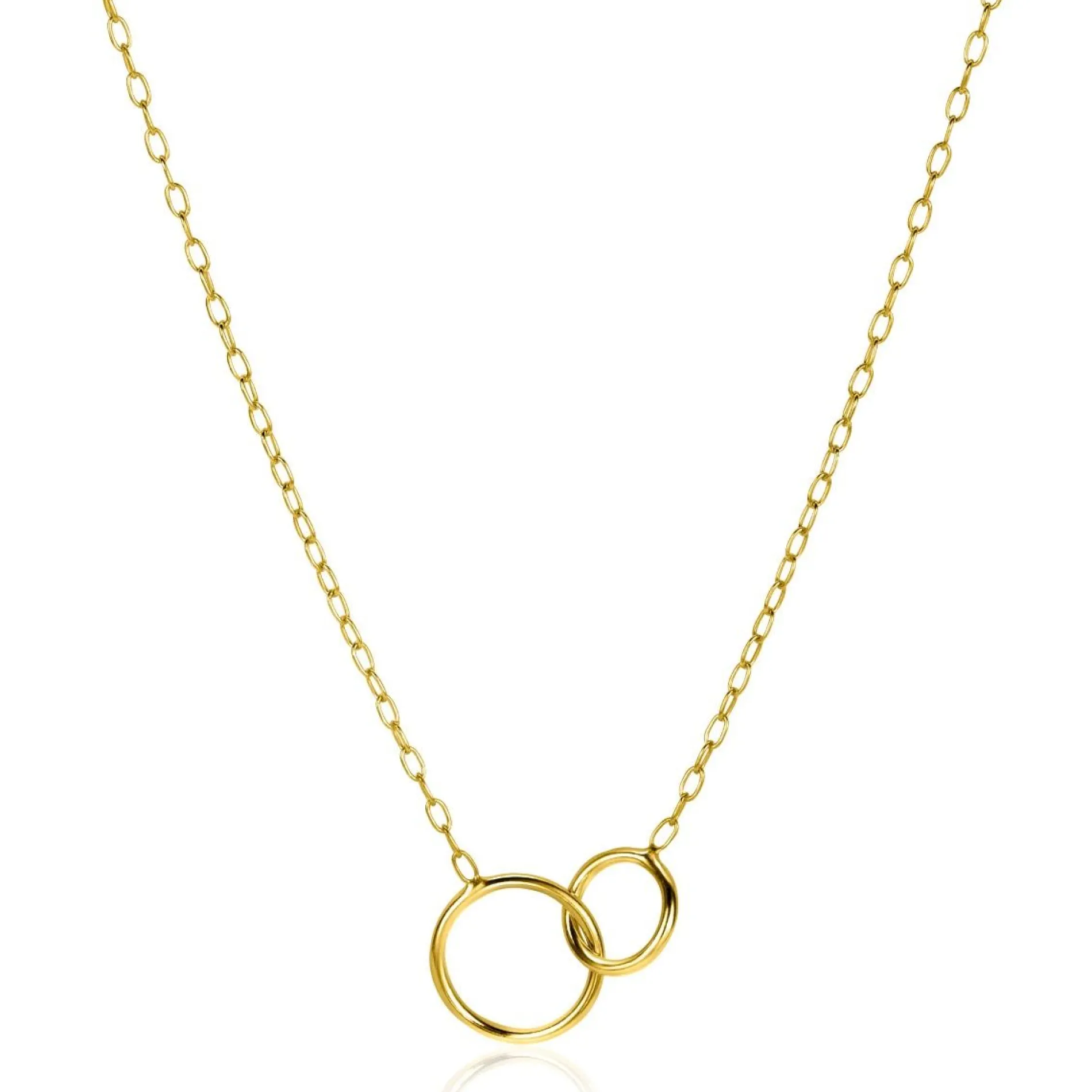 ZINZI gold plated zilveren paperclip schakel ketting met ronde vormen 42-45cm ZIC2275G