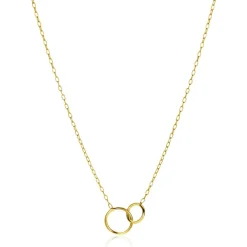 ZINZI gold plated zilveren paperclip schakel ketting met ronde vormen 42-45cm ZIC2275G