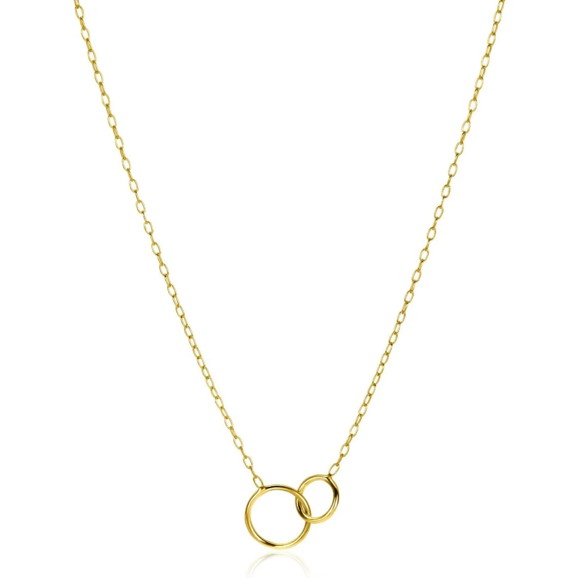 ZINZI gold plated zilveren paperclip schakel ketting met ronde vormen 42-45cm ZIC2275G
