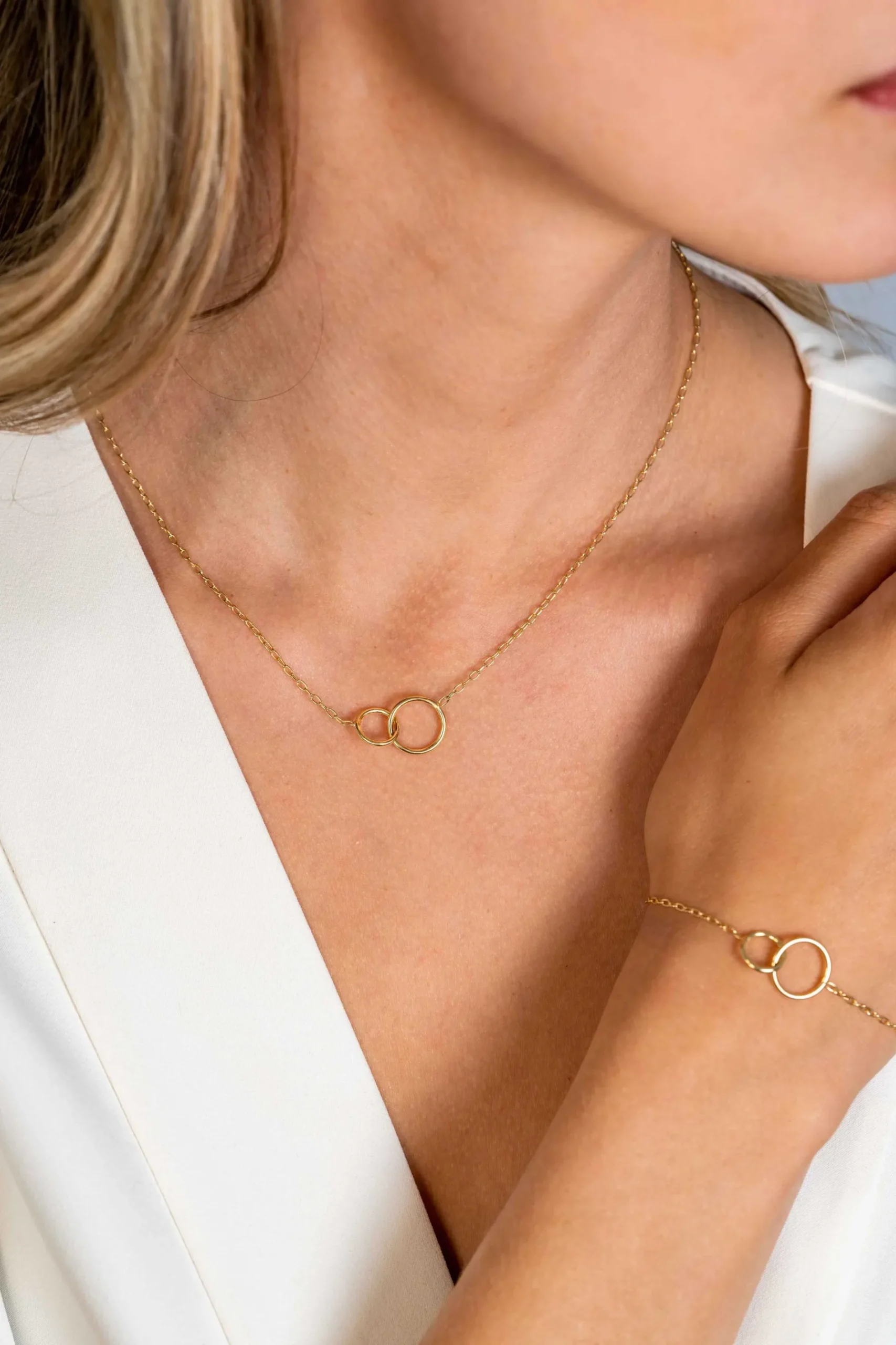 ZINZI gold plated zilveren paperclip schakel ketting met ronde vormen 42-45cm ZIC2275G