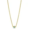 ZINZI gold plated zilveren gourmet ketting met vierkante zetting bezet met indigo blauwe kleursteen 40-45cm ZIC2417G