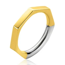 ZINZI gold plated zilveren aanschuifring zeshoek gladde buis 3mm ZIR2323G