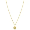 ZINZI gold plated zilveren ketting 42-45cm met zon hanger, bezet met witte zirkonia ZIC2741