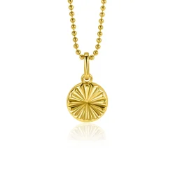 ZINZI gold plated zilveren hanger zonnestralen rond 10mm ZIH2296S (zonder collier)