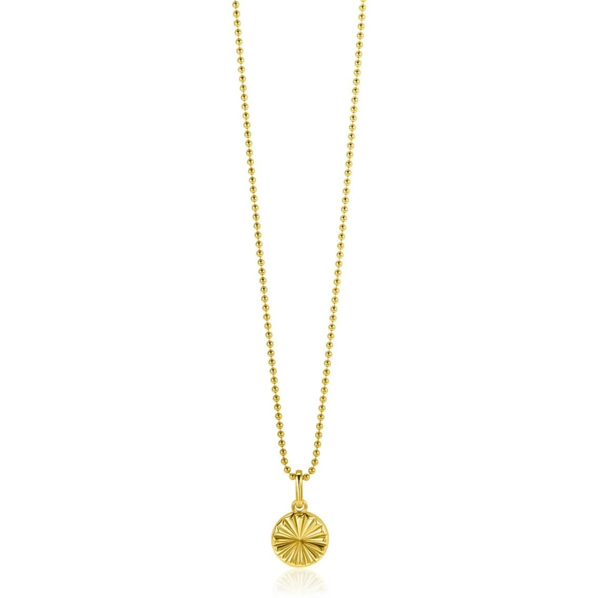 ZINZI gold plated zilveren hanger zonnestralen rond 10mm ZIH2296S (zonder collier)