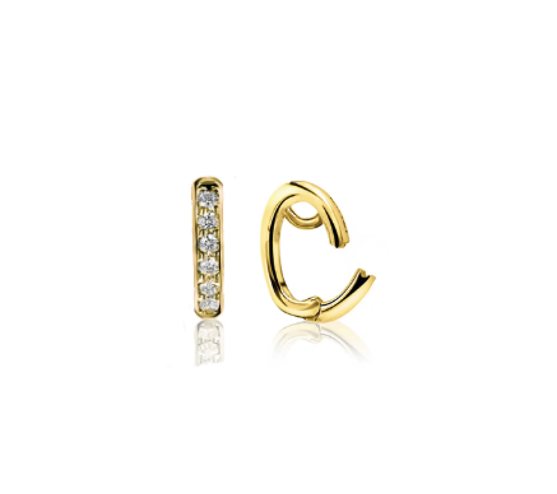 ZINZI gold plated zilveren hanger met witte zirconia's om je oorbedels aan te hangen ZIH2CHG