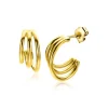 ZINZI gold plated zilveren multi-look oorstekers drie banen glad 16mm ZIO2294