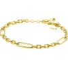 ZINZI gold plated zilveren schakelarmband met drie lange ovale schakels 5,5mm breed 18-21cm ZIA2711G