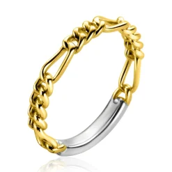 ZINZI gold plated zilveren aanschuifring met figaro schakel 3mm ZIR2291G