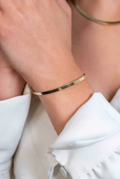 ZINZI gold plated zilveren platte slangen-armband 3,5mm breed ZIA2292G