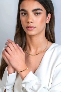 ZINZI gold plated zilveren platte slangen-armband 3,5mm breed ZIA2292G