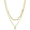ZINZI gold plated zilveren multilook ketting met ronde zetting witte zirconia en 16 bolletjes 39-42cm ZIC2520Y