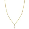 ZINZI gold plated zilveren schakelketting met drie ovale witte zoetwaterparels 40-45cm ZIC2588